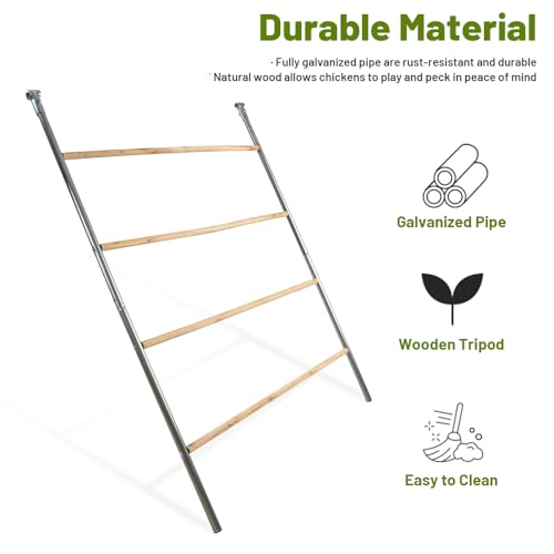 Yeeoy Chicken Perch Stand for Chicken Coop, Chicken Roosting Ladder Sturdy Roosting Bars for Adult Chickens, Chicken Toy and Coop Accessory Perfect for Backyard Poultry