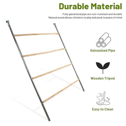 Yeeoy Chicken Perch Stand for Chicken Coop, Chicken Roosting Ladder Sturdy Roosting Bars for Adult Chickens, Chicken Toy and Coop Accessory Perfect for Backyard Poultry