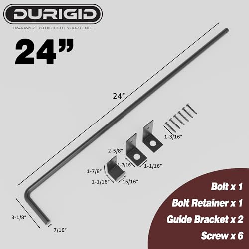 24 Inch Gate Cane Bolt Gate Ground Drop Rod, Heavy Duty Drop Rod Gate Latch for Wooden Vinyl Fence, Black Finished Cane Bolts for Gates, 1 Pack - size: 24 Inch