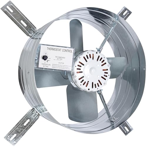 iLiving ILG8G14-12T Automatic Gable Mount Attic Ventilator Fan with Adjustable Thermostat, 2.85 Amp, 2339 CFM, Single-Speed | Automatic - style: 2339 CFM (Single Speed)