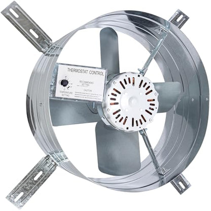 iLiving ILG8G14-12T Automatic Gable Mount Attic Ventilator Fan with Adjustable Thermostat, 2.85 Amp, 2339 CFM, Single-Speed | Automatic - style: 2339 CFM (Single Speed)