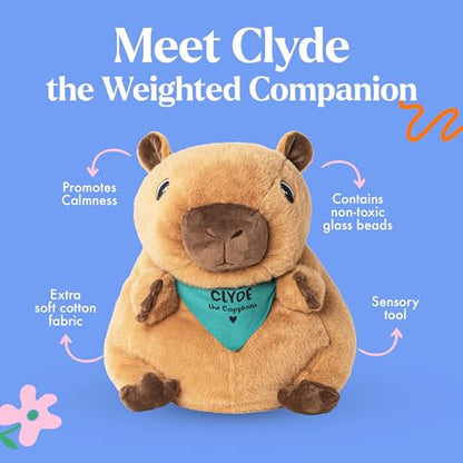Lilly's Love Weighted Stuffed Animals for Adults & Kids — 5lb Calming Capybara Plush for Anxiety, ADHD & Sensory | Machine Washable Weighted Stuffed Animal w/Removable Insert | Clyde The Capybara - color: Capybara