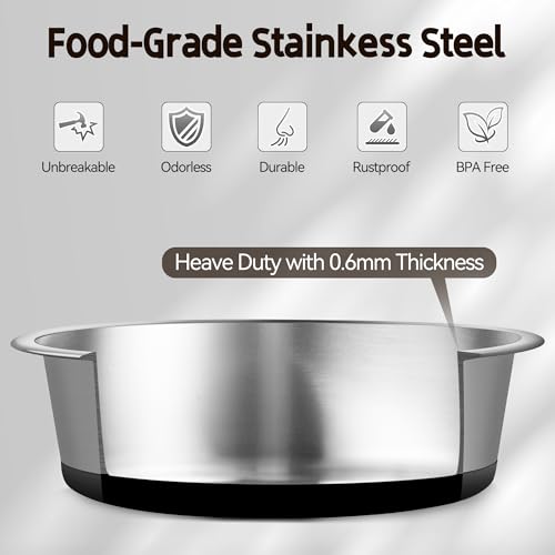 Stainless Steel Dog Bowls, Non Slip Dog Metal Bowls, 2 Pack Food and Water Pet Feeders Heavy Duty Dishwasher Safe (16oz, 2cup) - size: S-16oz,2cup