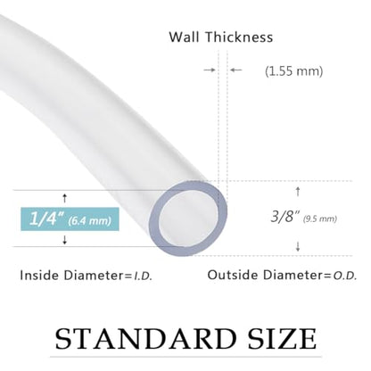 DAVCO 1/4" ID - 25 ft Clear Vinyl Tubing with 2 Stainless Clamps, Low Pressure Flexible PVC Tube, Heavy Duty UV Chemical Resistant Lightweight Plastic Vinyl Hose, BPA Free and Non Toxic - size: 1/4"ID, style: 25 Feet