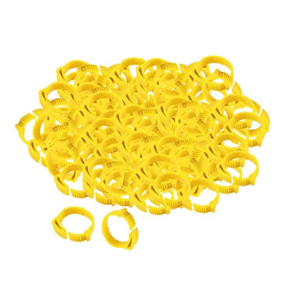 100 Pieces Chicken Foot Rings Identification Leg Bands Numbered Clip Rings Adjustable Reusable Ankle Markers Suitable for Farm Birds, Yellow - color: Yellow