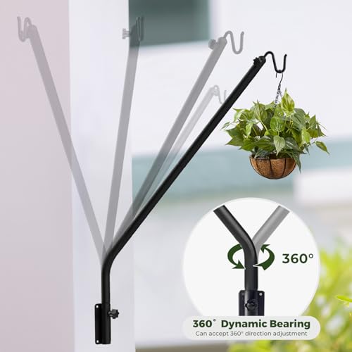 Kingsyard Heavy Duty Wall Mounted Deck Hook, 27"-39" Adjustable Metal Plant Wall Hanger for Hanging Bird Feeders, Planters, Lanterns, Wind Chimes, Wall Mounted - size: 27"-39" Wall Mounted