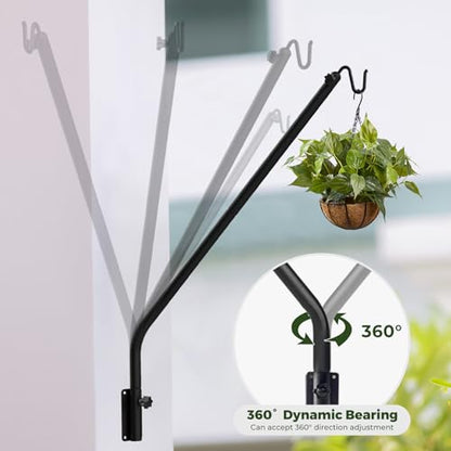 Kingsyard Heavy Duty Wall Mounted Deck Hook, 27"-39" Adjustable Metal Plant Wall Hanger for Hanging Bird Feeders, Planters, Lanterns, Wind Chimes, Wall Mounted - size: 27"-39" Wall Mounted