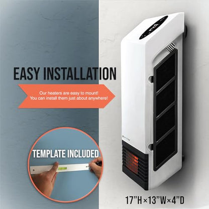 Heat Storm Deluxe Space 1000 Watt Infrared Wall Mount Electric Heater, White - color: White