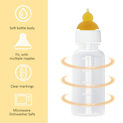 Pet Feeding Nipple, Pets Nursing Bottle, Milk Nursing Bottles Kits for Newborn Puppy & Kitten, 1 * Pet Milk Bottle, 4 * Animal Feeding Nipple, Fit for Cats, Dogs, Kittens, Puppies, Rabbits, Squirrel
