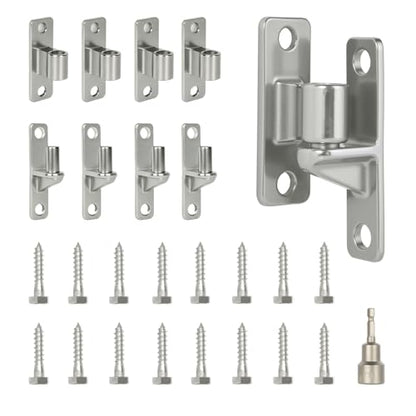 304 Stainless Steel Gate Hinges 4Pack Wall Mount Gate Hinges for Farm Gates Heavy Duty Door Fence Hinges for Wooden Fence, Gate, Concrete, Capacity Up to 600lbs (16Pcs Screws & Nut Driver Included)