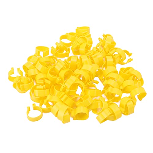 100Pcs Chicken Ankle Rings, Yellow Chicken Leg Rings, Plastic Poultry Leg Bands Rings for Ducks Guinea Goose Gamefowl Turkey (16mm) - size: 16mm