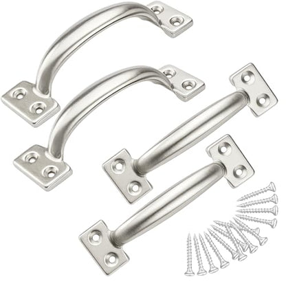 TamBee 6 Inch Gate Handle Outdoor 304 Stainless Steel Door Pull Handle Rustproof Barn Door Handles for Fences Garage Yard Kitchen Bathroom (4 Pack) - size: 4 Pack 6 Inch Stainless Steel