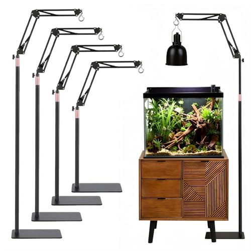 Reptile Heat Lamp Stand Reptile Light Stand 17.6-74.6 inch | 360° Swing Arm Lamp Holder,Extendable Lamp Pole,for Bearded Dragon,Turtle,Snake & Lizard Terrariums