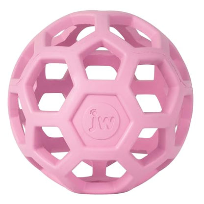JW Pet HOL-ee Roller™, Dog Toy Puzzle Ball, Natural Rubber, Medium (4.5” Inch Diameter), Pink - color: Pink, size: 4.5 Inch