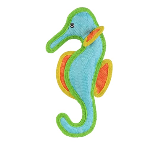 Tuffy® - DuraForce® : Seahorse Dog Toy: Ultra Durable Plush Toy with Multiple Layers & Reinforced Seams, Washable and Floats, DuraForce® Construction - color: Blue Orange Seahorse