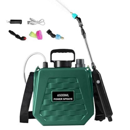 Electric Sprayer - Portable Mister Rechargeable - Battery Garden Sprayer with Adjustable Shoulder Strap - for Farm Lawn Yard Backyard Agriculture Plant Outdoor Home - color: 6.5L Army Green