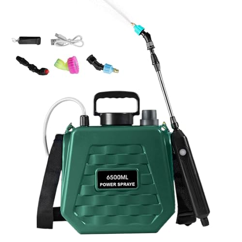 Electric Sprayer - Portable Mister Rechargeable - Battery Garden Sprayer with Adjustable Shoulder Strap - for Farm Lawn Yard Backyard Agriculture Plant Outdoor Home - color: 6.5L Army Green