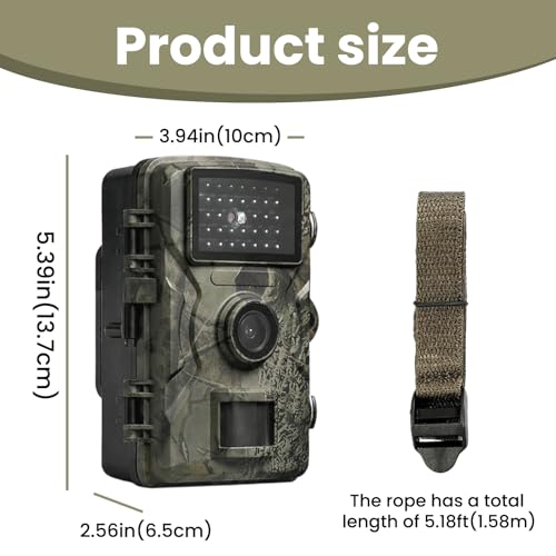 Camera with Night Vision IP66 Waterproof, 1080P 0.8S Trigger Motion Activated Trail Cameras for Outdoor Scouting Wildlife Monitoring, Black