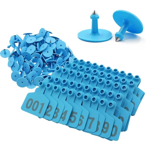 Numbered Cattle Ear Tags Cow Ear Tag 001-1000 Large Farm Animal Tags for Livestock,Cows,Sheep,Goats Plastic Ear Tags for Identification Laser Engraved Blue 101-200 - color: Blue, size: 101-200