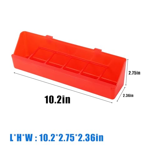 4 Pack No Mess Quail Feeder Removable 6 Slots Hanging Chicken Feeder Trough Water Trough for Pigeon Parrots Chicks Quail Duck Bird Poultry Animal - color: Red