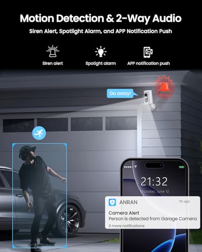 ANRAN 4G LTE Cellular Solar Security Camera Wireless Outdoor, 2K No WiFi Solar Powered Security Camera, 2 Way Audio, Smart Motion Detection, Color Night Vision, IP66, White (32GB & SIM Card Included) - color: 4G-White