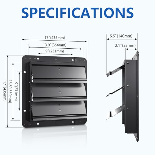 14 Inch Aluminum Automatic Shutter Louver Vent (No Fan Blades and Motor) for Home Attics, Workshops, Barn, Greenhouse - size: 14 Inch