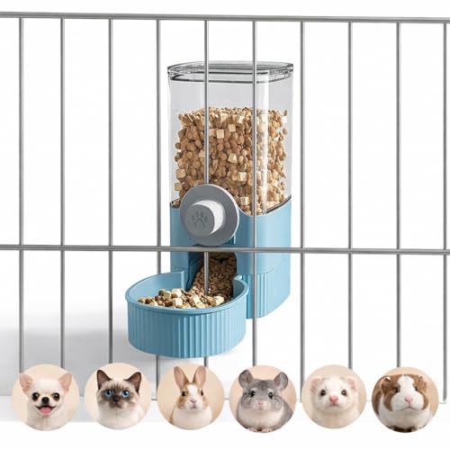 41 oz Hanging Gravity Auto-Refill Small Animal Feeder Blue | Space-Saving, Large Capacity, Easy-Refill Bowl for Rabbits, Guinea Pigs, Ferrets, Chinchillas & Small Pets - color: Blue