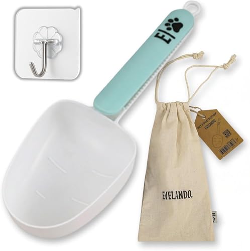 Dog Food Measuring Cup 1 Cup BPA-Free Tool with Non-Slip Grip Handle & Bag Clip Includes Cotton Storage Bag & Adhesive Hook for Dogs & Cats (Sky-Blue) - color: Celeste