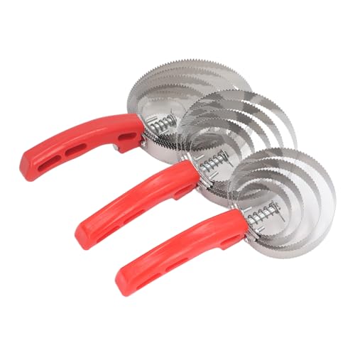 Stainless Steel Horse Curry Comb 3pcs Set 4 Rings 5 Rings 6 Double Sided Grooming Tool for Horse Cattle Goat with Soft Touch Grip, for Cleaning Rugs and Body Brushes