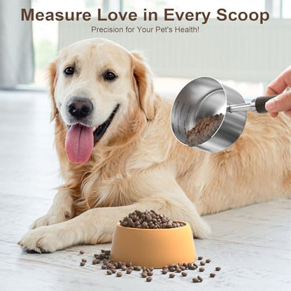 Dog-Cat Food Scoop Measuring-Cup - 3/4 Cup (6 Oz),304 stainless steels,Black walnut long handle - size: 3/4 CUP