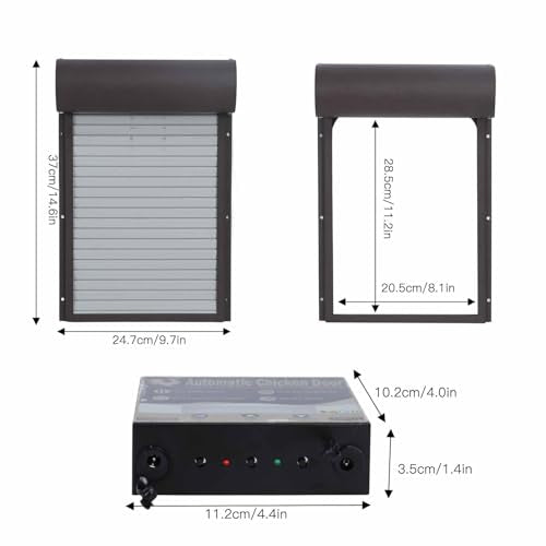 Automatic Chicken Coop Door Opener, Battery Powered Metal Poultry Pet Door with Timer, LED Display Auto Coop Doors for Duck Goose