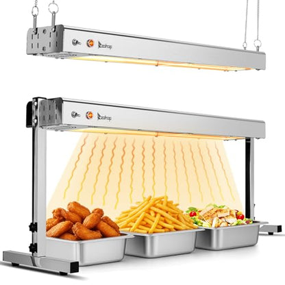 Winado 36 inch Food Heating Lamp, 1000W Commercial Food Heat Lamp, Hanging & Freestanding Stainless Steel Infrared Strip Heater, Food Warming Lamp Restaurant Equipment for Restaurant Kitchen Cafeteria - size: 36 inch