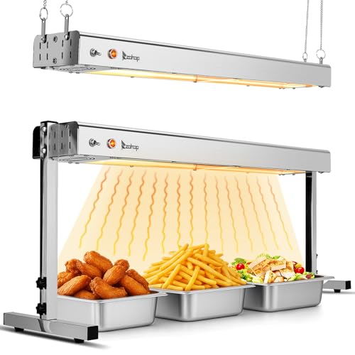 Winado 36 inch Food Heating Lamp, 1000W Commercial Food Heat Lamp, Hanging & Freestanding Stainless Steel Infrared Strip Heater, Food Warming Lamp Restaurant Equipment for Restaurant Kitchen Cafeteria - size: 36 inch