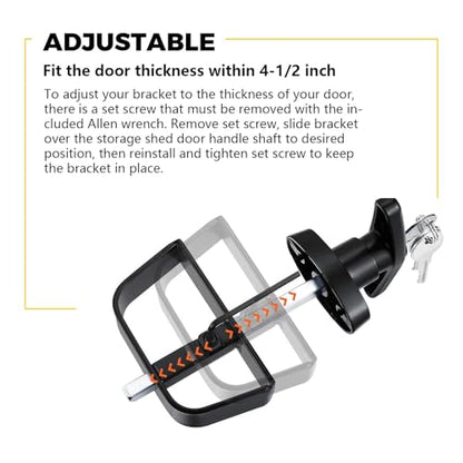 6" T-Handle Lock Kit for Shed Door Latch, Black | 5 Keys Included, 6" Stem, For Sheds, Playhouses, Chicken Coops, Camper, RV, Garage Door - size: 6.0 inch-T