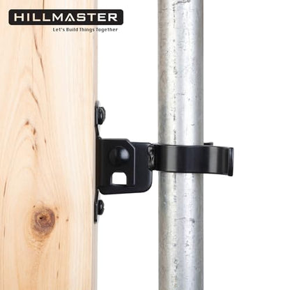 HILLMASTER 1-3/8" Flat Back Wall Mount Chain Link Fork Latch, Black Gate Fork Latch with Padlock Hole,Fence Latch Lock with Screws,Bolts,Gate Hardware Gate Latches for Outdoor Wooden Gates, 1 Pack - size: 1 Piece