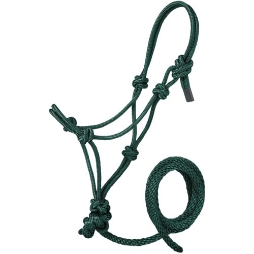 Tough1 Miniature Poly Rope Halter with Lead - color: Hunter Green, size: Small