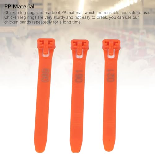 Tissting 1-100 Numbered Poultry Leg Bands, Reusable Chicken ID Rings for Ducks Chicks Geese Pigeons Easy Identification Tracking Management (Orange) - color: Orange