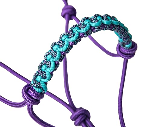 Rope Halters for Horses,Durable Design, Multiple, Beautiful Hand Braided,Horsehead Rope Halter - color: Electric Purple, size: Standard