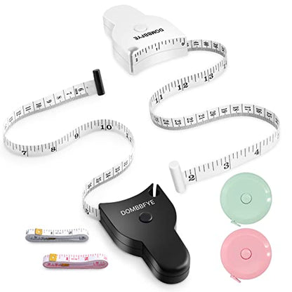 6 Pieces Body Measure Tape 60inch (150cm), Tape Measure Body Measuring Tape, Retractable Push Button and Double Scale, Measuring Tape for Body Measurements, Weight Loss, Sewing, Fabric, Cloth - color: Black + White
