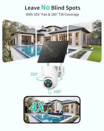 LIWAN 4G LTE Cellular Security Cameras Wireless Outdoor, 2K Off-Grid Cam | 2-Pack No WiFi Security Camera with SIM Card, Solar Powered, Color Night Vision, 360° View for Farm, Cabin, Construction Site