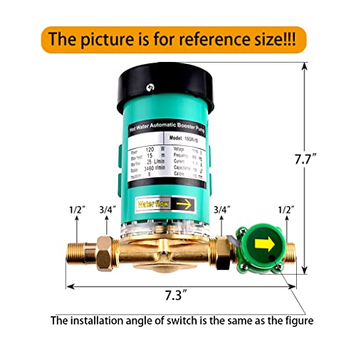 115V/60HZ 120W 3/4 inch Outlet Home Water Pressure Booster Pump Automatic Shower Booster Pump with Water Flow Switch for Whole House Shower System - size: 115V 3/4" 15GR-15
