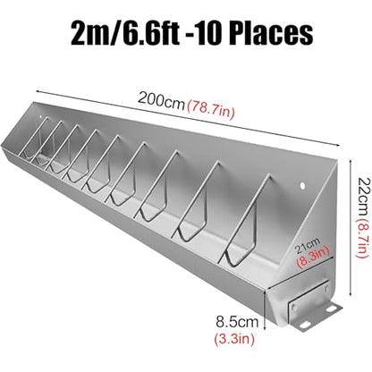 3.3′ 4.9′ 6.6′ Long Stainless Steel Piglet Feeding Trough, Compartment Pig Feeder for Efficient Pig Feeding, Heavy-Duty Livestock Feeding Trough Tool for Hog Farm Sheds Pen, Easy to Clean(2m/6.6ft - 1 - size: 2m/6.6ft - 10 Places