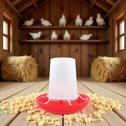 Chicken Feeder and Waterer Set Bird Small Poultry Feeder Flip Top Bird Small Poultry Feeding for Pigeon Chick Drinker Duckling Quail Feeding Dispenser,Poultry Feeding Supplies (5.4Ounce,Red)
