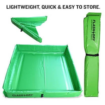 FLASHDRY Portable Spill Containment Berm, Folding Duck Pond 4' x 4', Reusable Oil, Fuel & Chemical Spill Containment Tray, UV-Resistant PVC, Heavy-Duty, Quick & Easy Setup, Garage & Industrial Use - color: Light Green