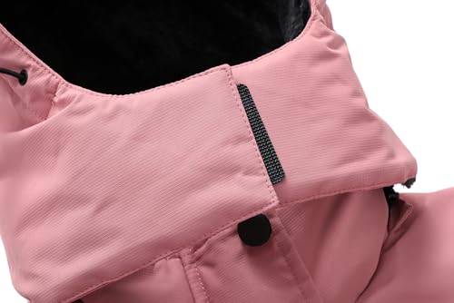MOERDENG Women's Waterproof Ski Jacket Warm Winter Coat Hooded Snowboarding Jacket Snow Coat - color: Pink, size: Large