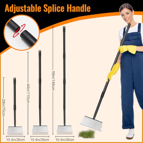 Garden Flat Shovel Scraper, Multifunctional Garden Cleaning Shovel with 59 Inch Long Handle, Heavy Duty Outdoor Floor Scraper for Weed Cleaning,Trenching,Edging and Removing Snow,Ice,Weeds,Dirty,Moss - style: Silver Shovel