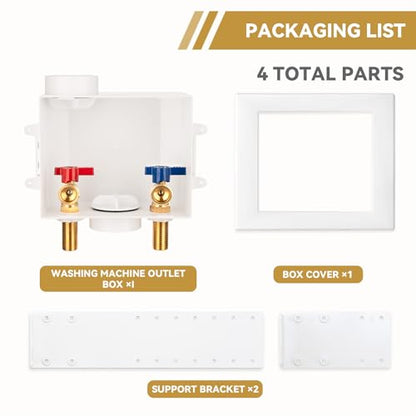 Washing Machine Outlet Box, 1/2 Inch MIP&Sweat x3/4 Inch MHT with Center Drain, Washer Faucet Recessed Box, Laundry Washer Valve Outlet Box - color: MIP&Sweat/Regular