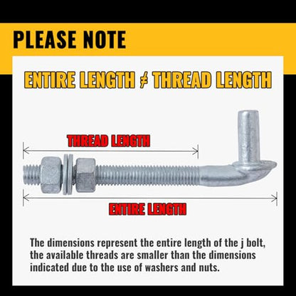 VIVIDA 12" J Bolt Gate Hinge 4 Pack, Chain Link Gate Bolt Hinge with 5/8" Male Pin, Galvanized Steel, Nuts & Washers Included - size: 12" (4 PCS)