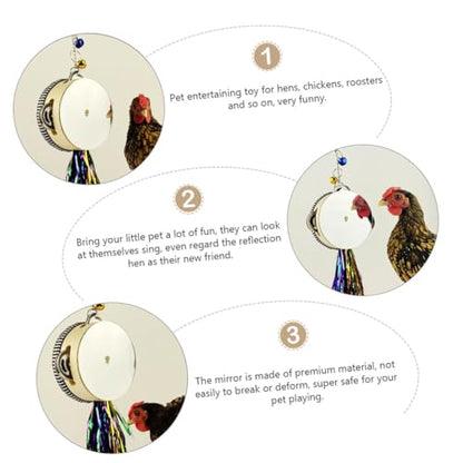 Happyyami Chicken Toy Stainless Steel Double-Sided Mirror Drum for Hens and Roosters Pet Entertainment Fun Reflection Play for Poultry
