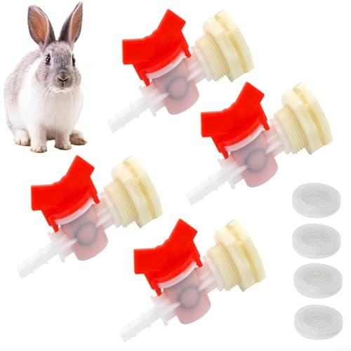 4 Set Water Bucket Connector System with Ball Valve Filter for Rabbit Poultry Animal Watering Equipment 5/16 Inch